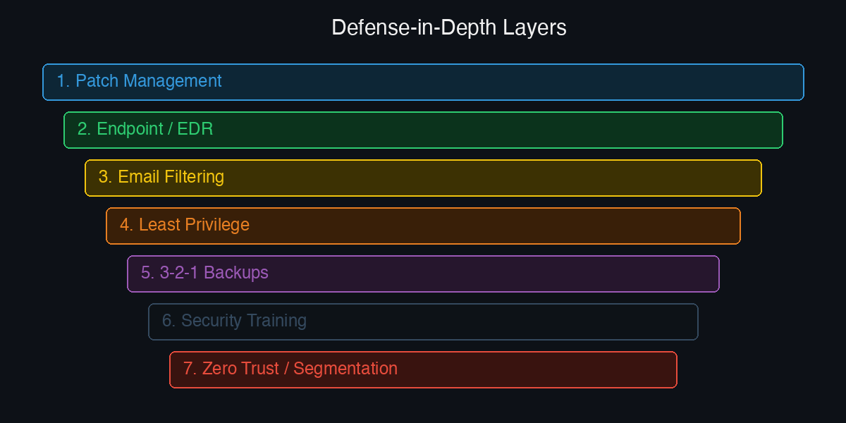 Defense-in-Depth — 7 layered security controls